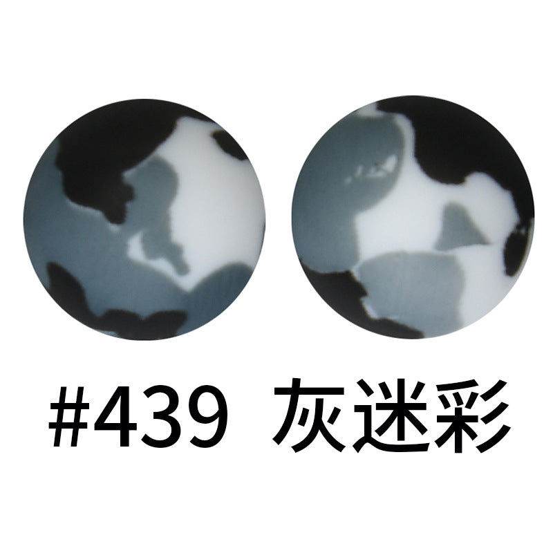 16mm Print Silicone Beads Colorful Silicone Water Transfer Beads-50PCS