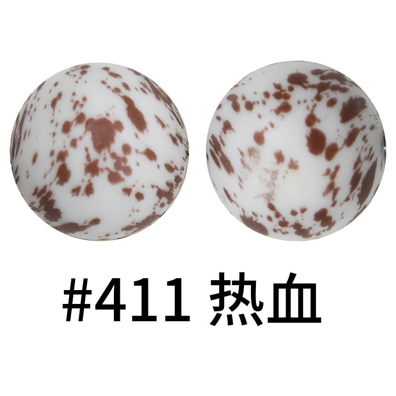 16mm Print Silicone Beads Colorful Silicone Water Transfer Beads-50PCS