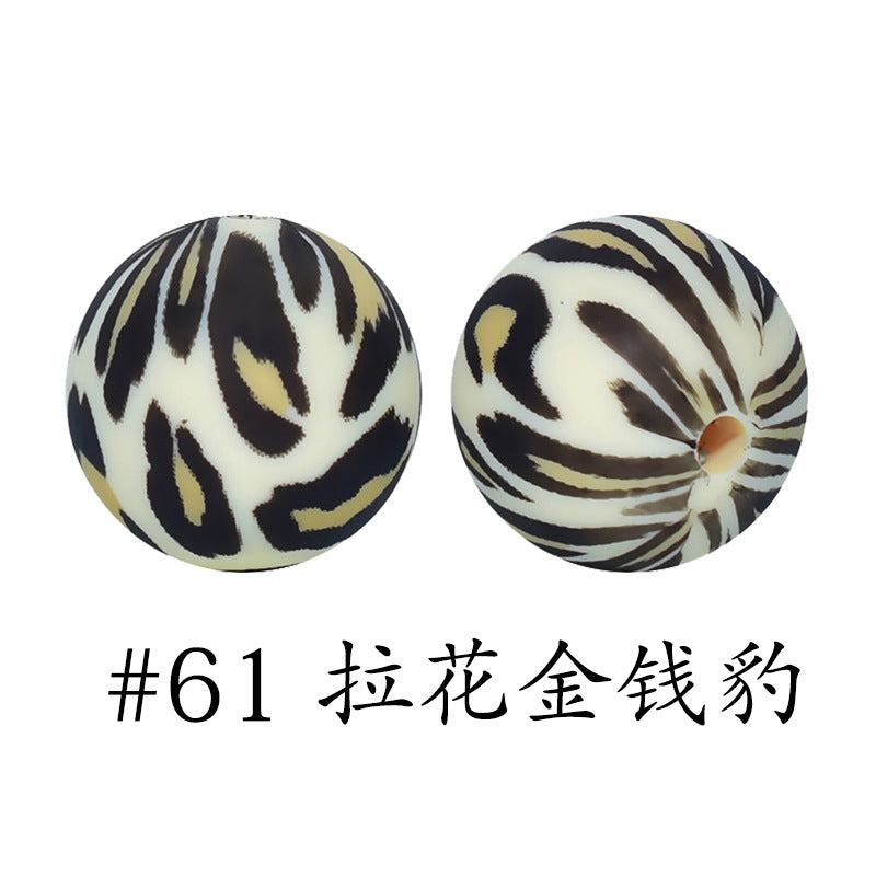 16mm Print Silicone Beads Colorful Silicone Water Transfer Beads-50PCS