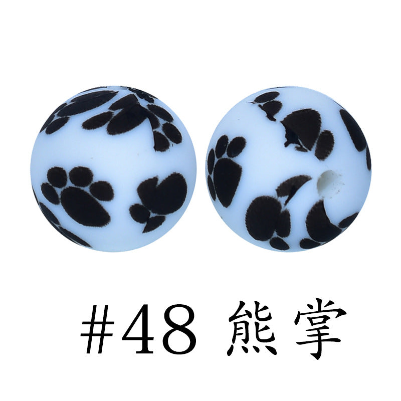 16mm Print Silicone Beads Colorful Silicone Water Transfer Beads-50PCS