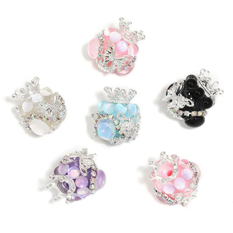 Rhinestones Crown Butterflies Acrylic Fancy Beads-Random Mixed