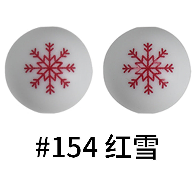 Print Silicone Beads Colorful Silicone Water Transfer Beads 16mm-50PCS