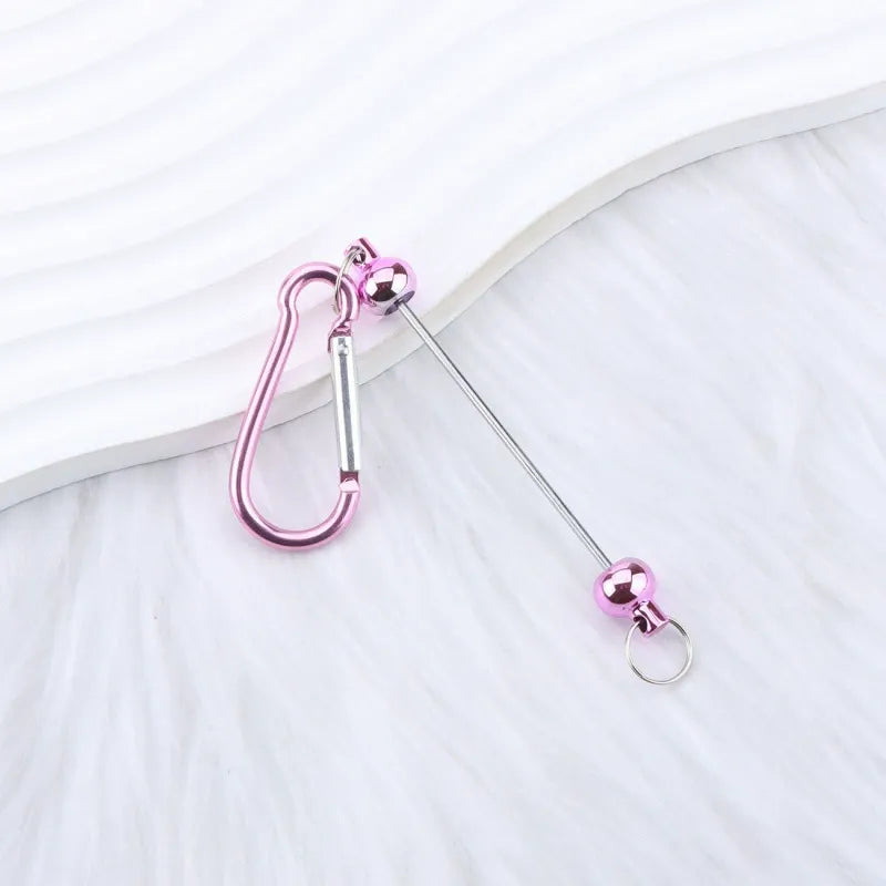 Beadable D Shaped Metal Keychain for DIY