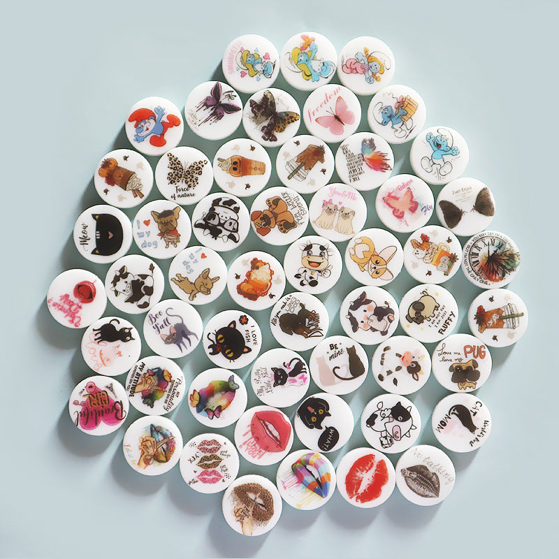 Silicone Round Cartoon Animal Luminous Beads-10PCS