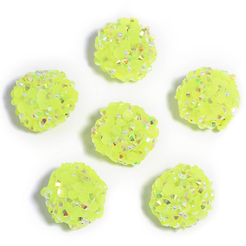 Colored Rhinestone Pearl Through Hole Acrylic Soft Sugar Beads-10PCS