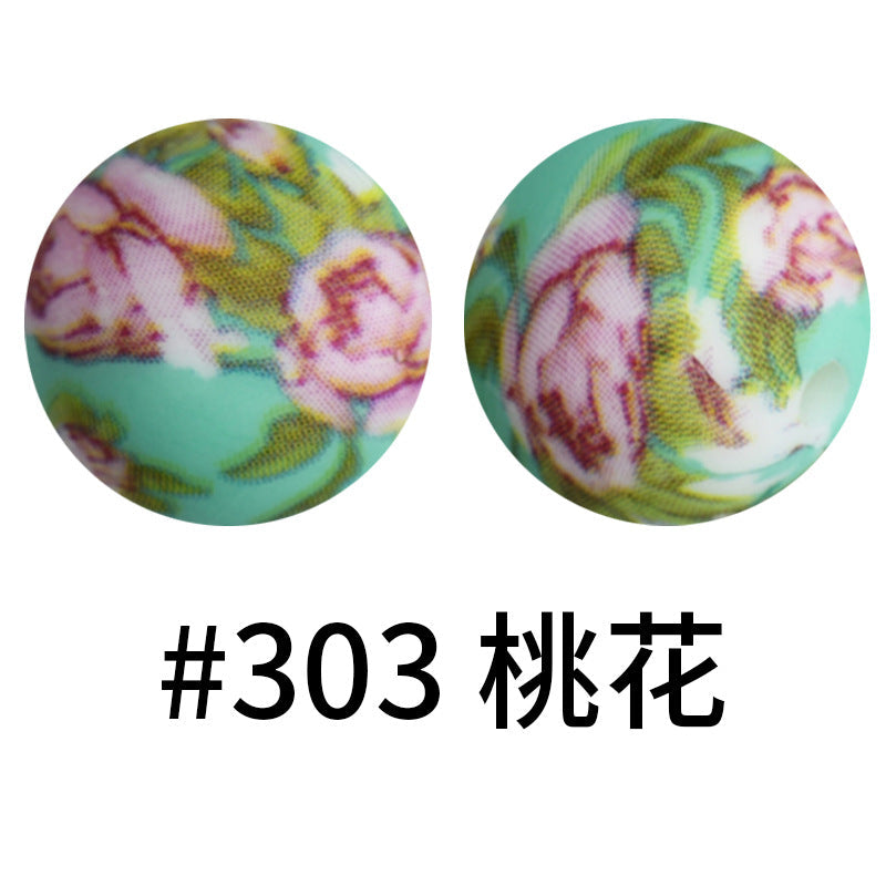 16mm Print Silicone Beads Colorful Silicone Water Transfer Beads-50PCS