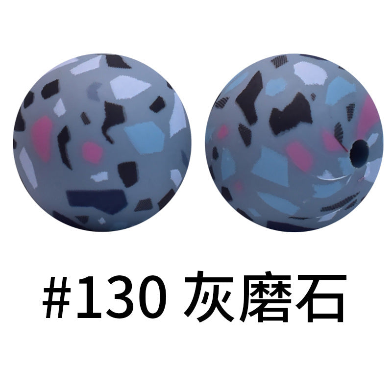 Print Silicone Beads Colorful Silicone Water Transfer Beads 16mm-50PCS