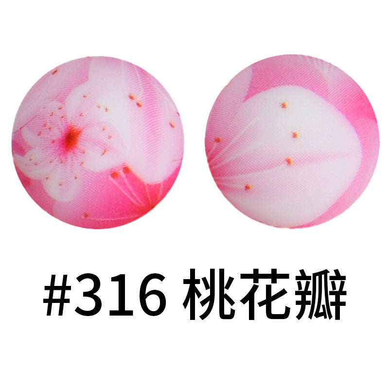 16mm Print Silicone Beads Colorful Silicone Water Transfer Beads-50PCS