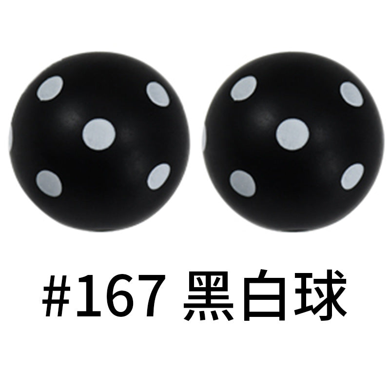 16mm Print Silicone Beads Colorful Silicone Water Transfer Beads-50PCS