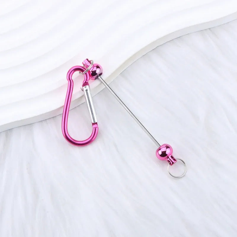 Beadable D Shaped Metal Keychain for DIY