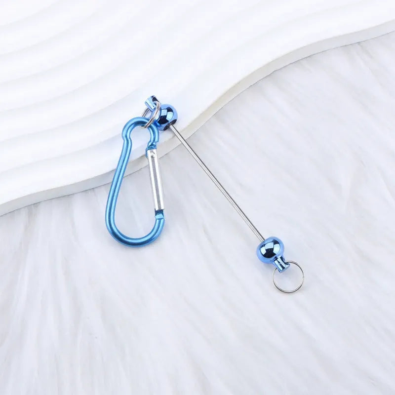 Beadable D Shaped Metal Keychain for DIY