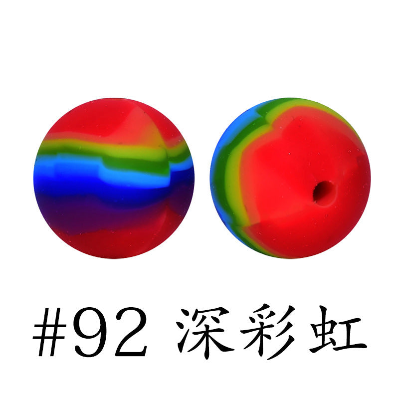 16mm Print Silicone Beads Colorful Silicone Water Transfer Beads-50PCS