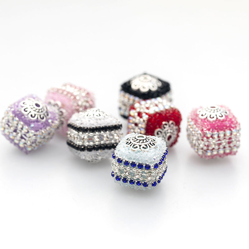 Acrylic Shiny Square Claw Chain Beaded Diamond Balls-2PCS