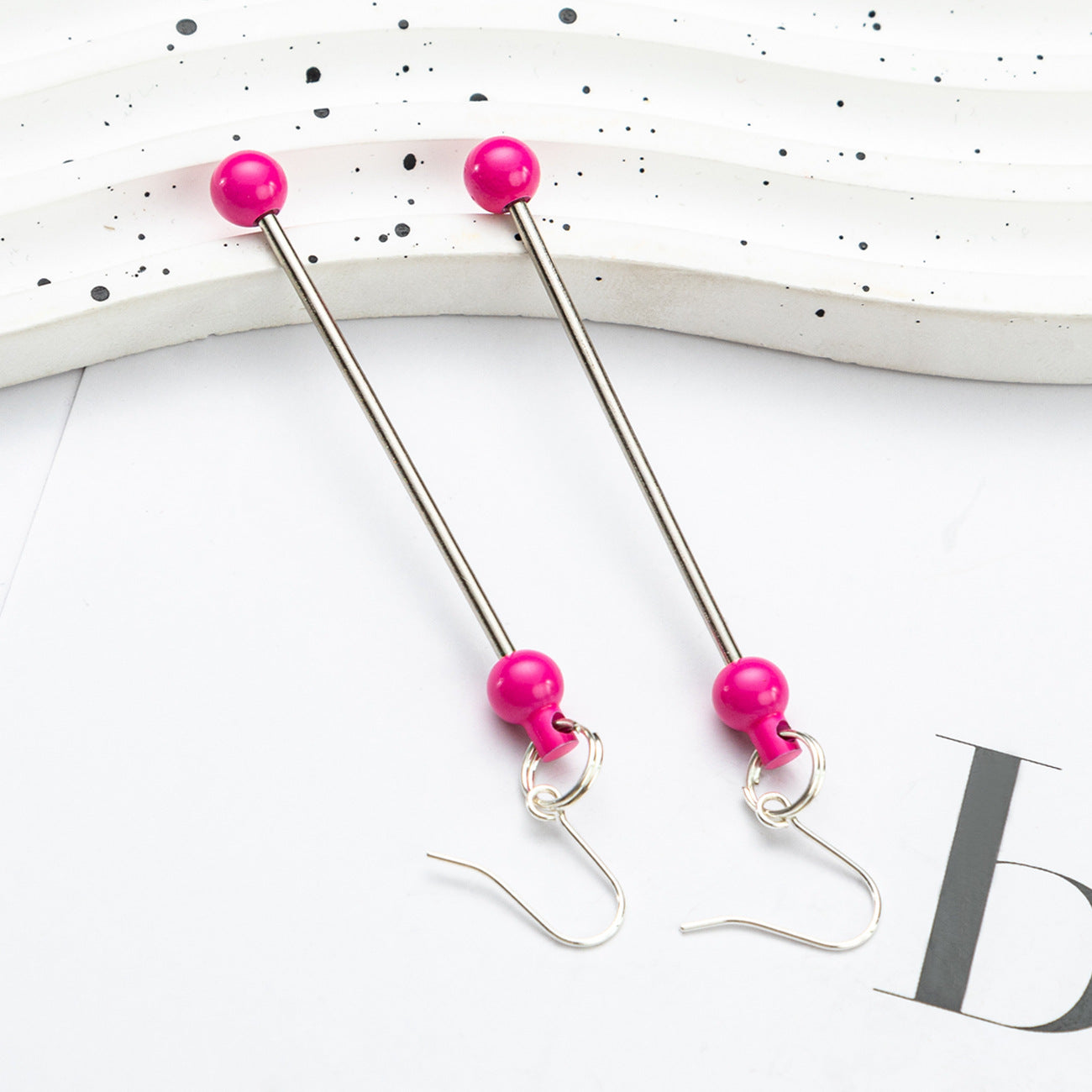 Creative Beadable Earrings Metal DIY Earrings-1 Pair