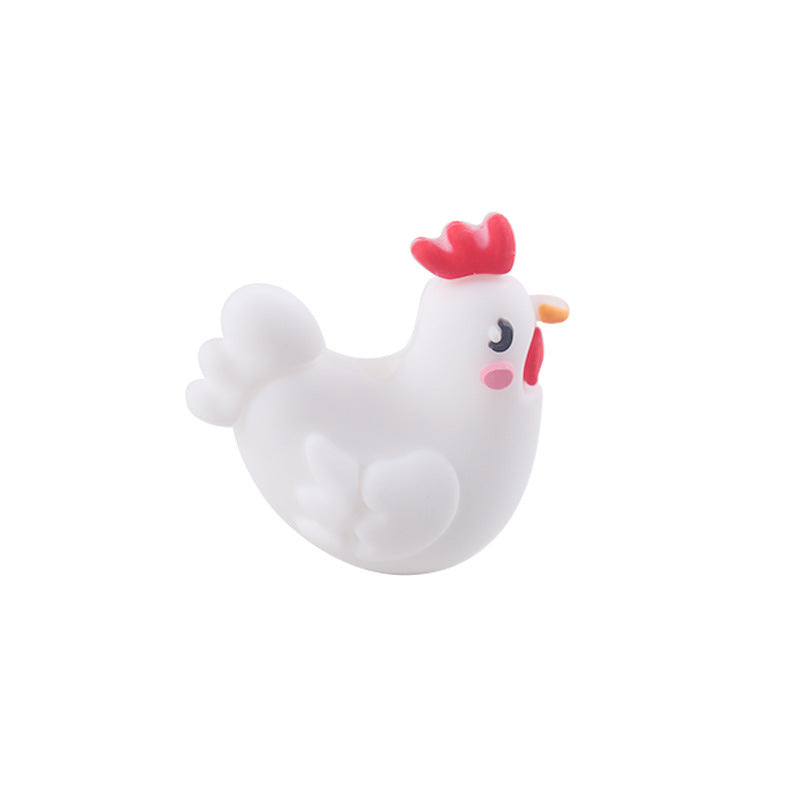 3D cartoon small white chicken small tooth glue creative DIY baby molars nipple anti-chain accessories-10PCS