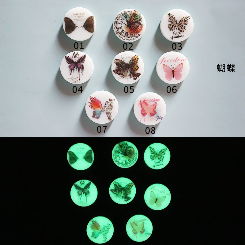 Silicone Round Cartoon Animal Luminous Beads-10PCS