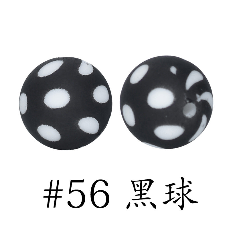 16mm Print Silicone Beads Colorful Silicone Water Transfer Beads-50PCS