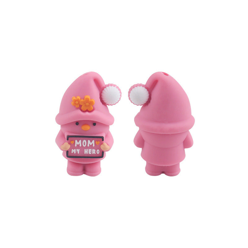3D New Cartoon Silicone Mother's Day Beaded Creative DIY Beaded Pen Bracelet Keychain Accessories-10PCS