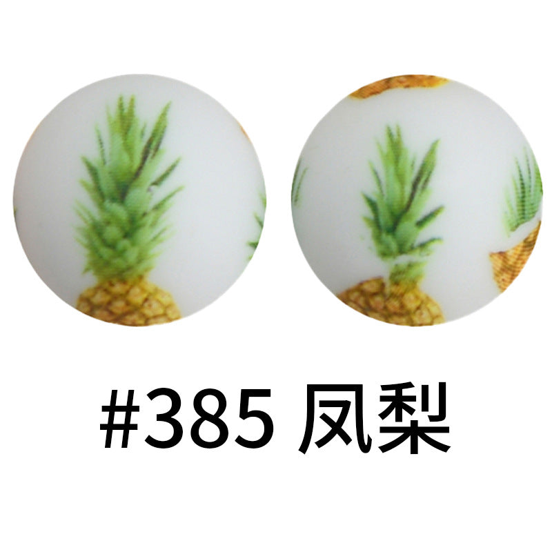 16mm Print Silicone Beads Colorful Silicone Water Transfer Beads-50PCS
