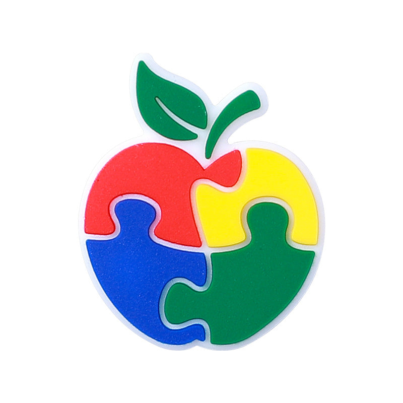 Rainbow Puzzle Silicone Beads-10PCS