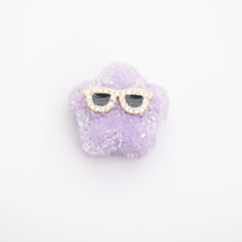 Acrylic Small Star Sugar Pen Caps Beaded-2PCS