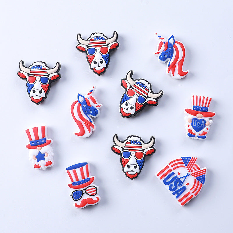 Independence Day Themed Gnome Silicone Beads-10PCS