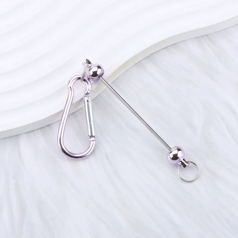 Beadable D Shaped Metal Keychain for DIY