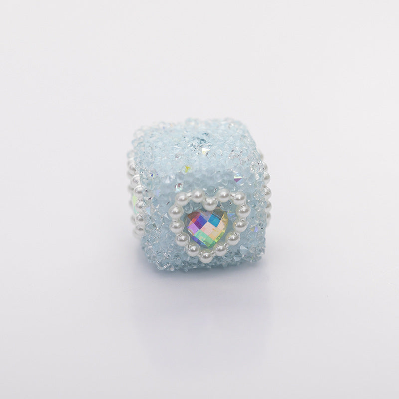 Acrylic Solid Blocks Wrapped in Diamonds, Pearls, Love DIY Sugar Straight Hole Bead String-5PCS