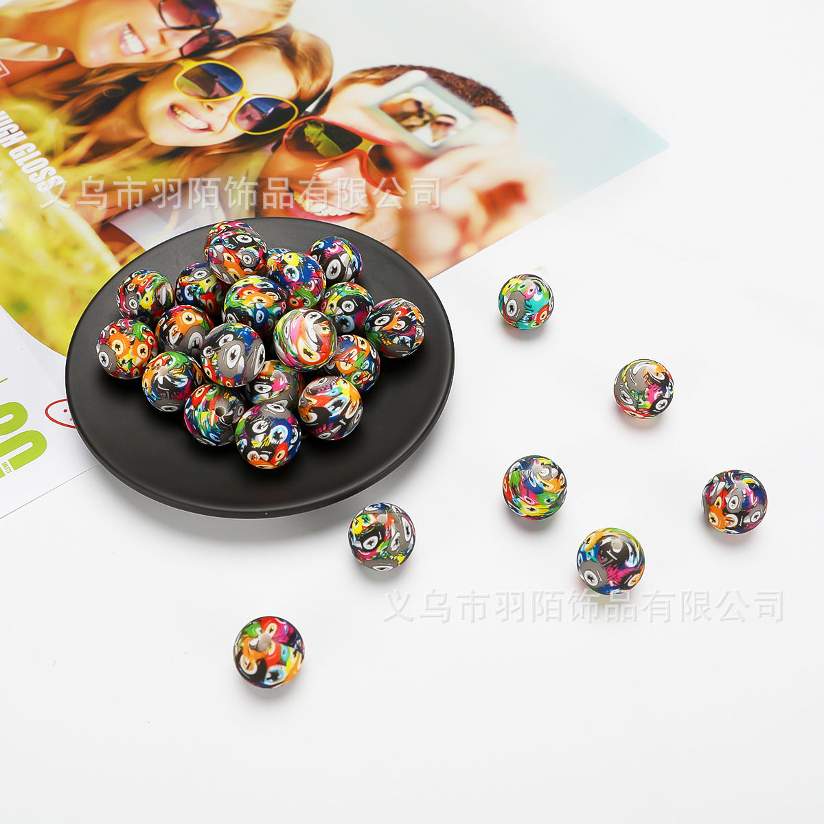 Creative Water Transfer Silicone Accessories Beads-50PCS