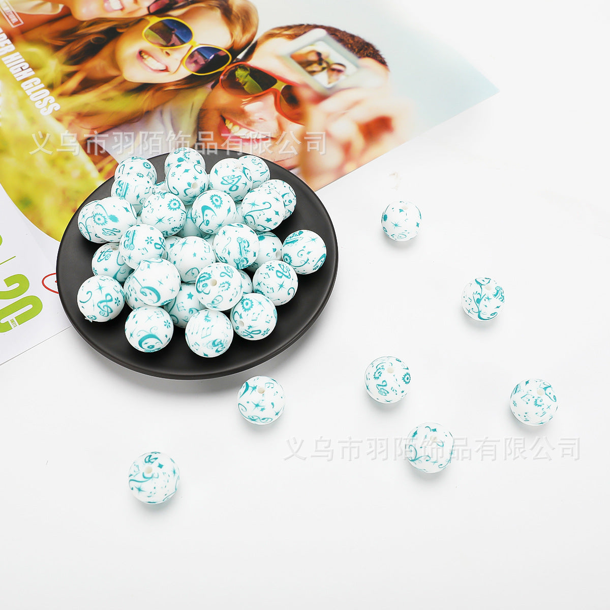 Creative Water Transfer Silicone Accessories Beads-50PCS