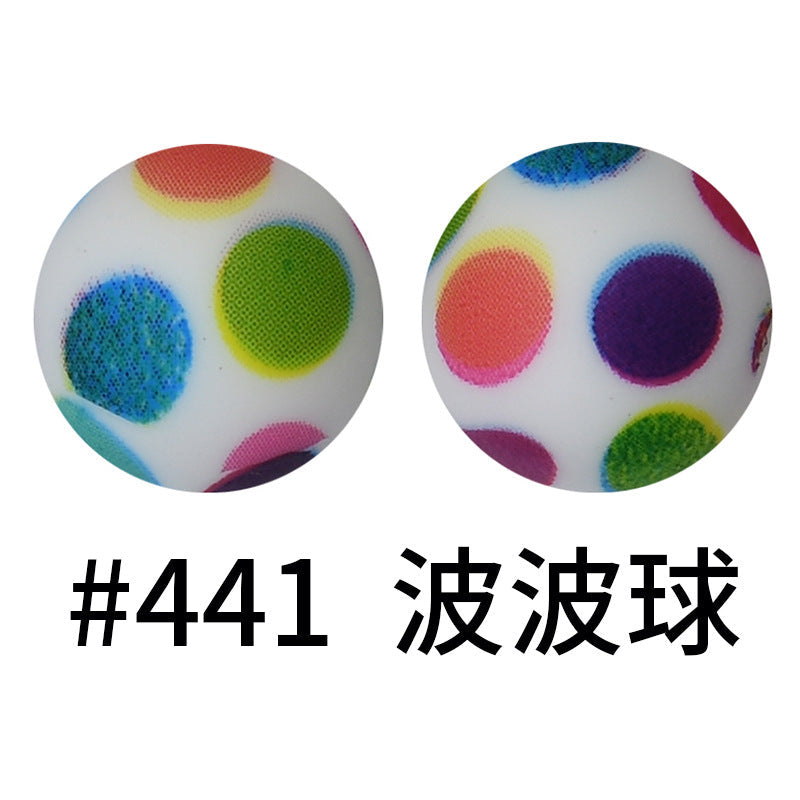 16mm Print Silicone Beads Colorful Silicone Water Transfer Beads-50PCS