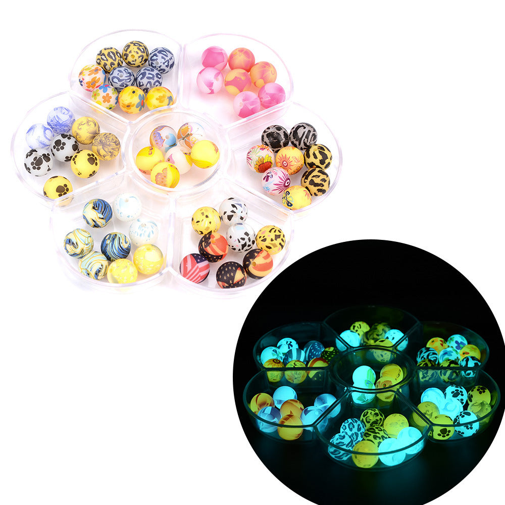 5mm Luminous Water Drop Leopard Beads Silicone Beads-50PCS