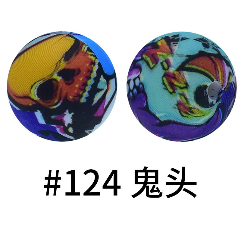 16mm Print Silicone Beads Colorful Silicone Water Transfer Beads-50PCS