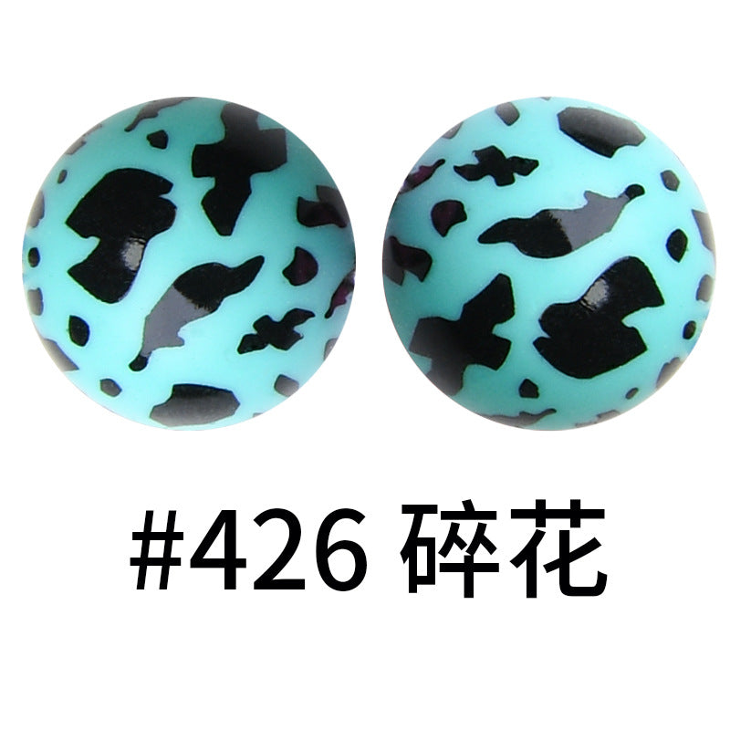 16mm Print Silicone Beads Colorful Silicone Water Transfer Beads-50PCS