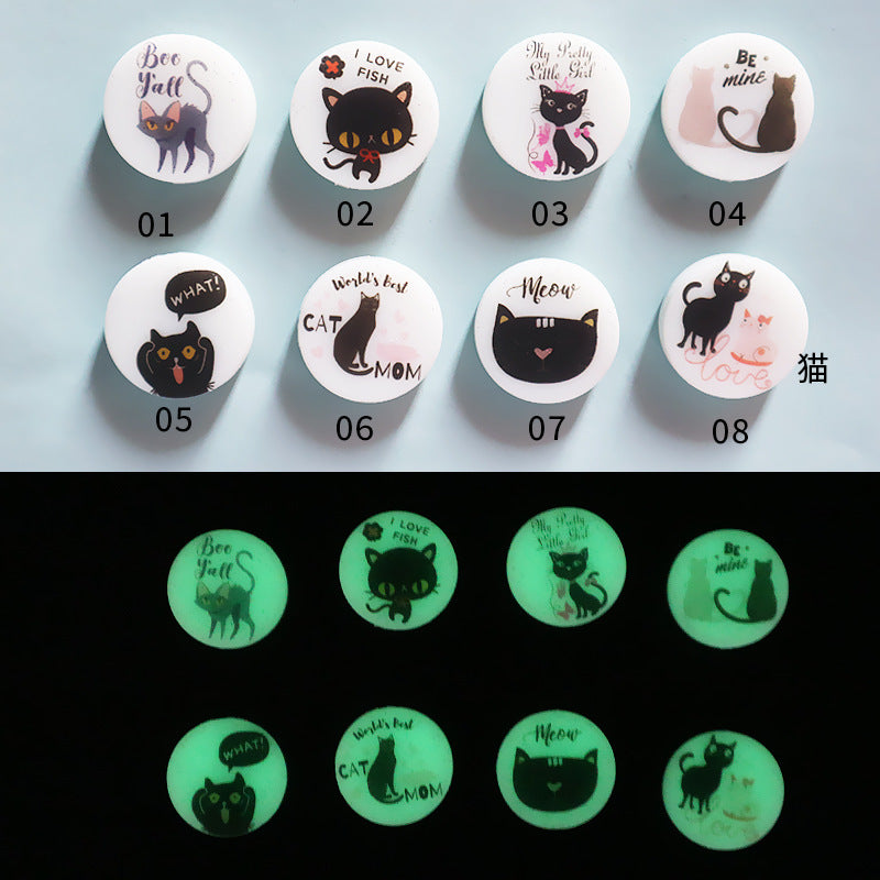 Silicone Round Cartoon Animal Luminous Beads-10PCS