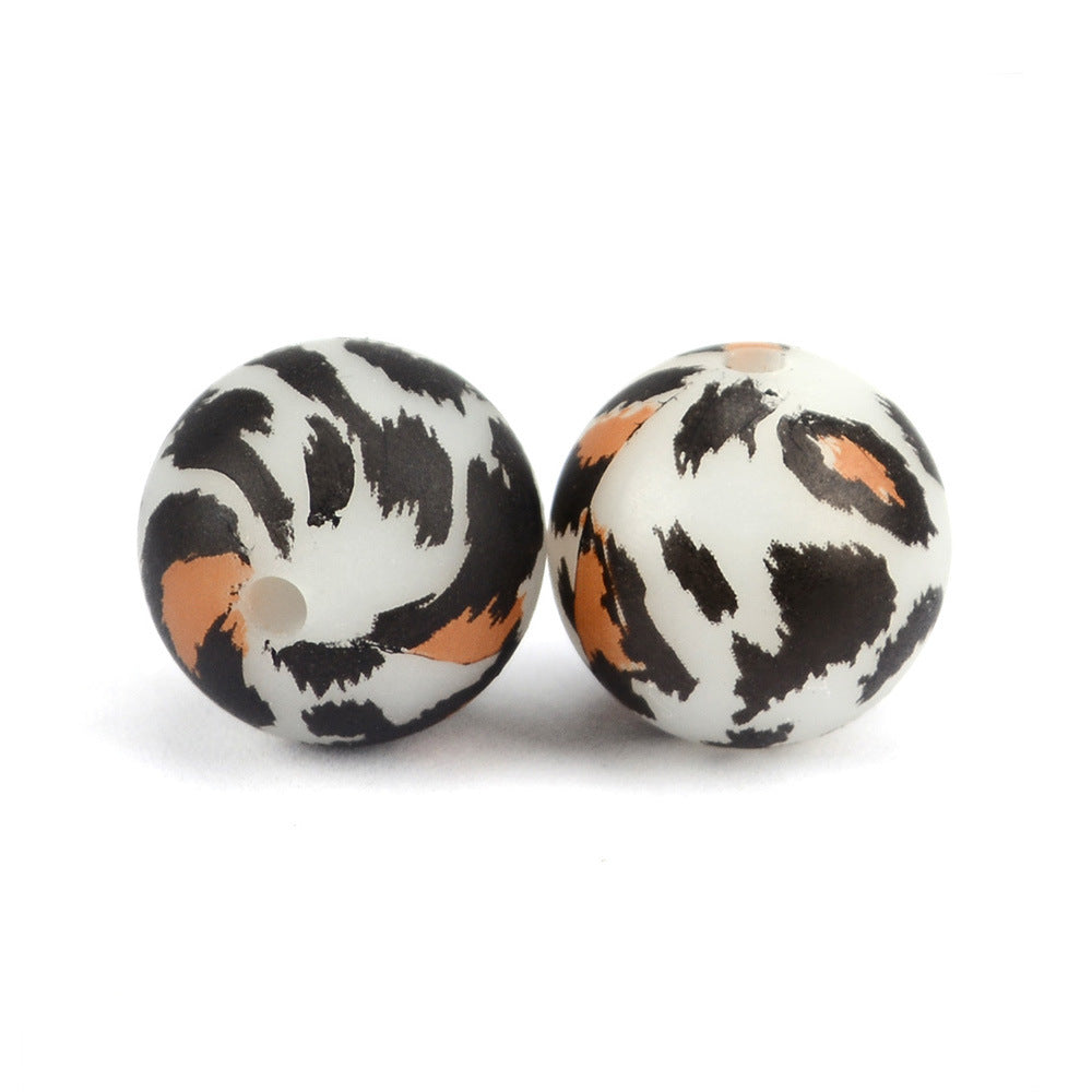 5mm Luminous Water Drop Leopard Beads Silicone Beads-50PCS