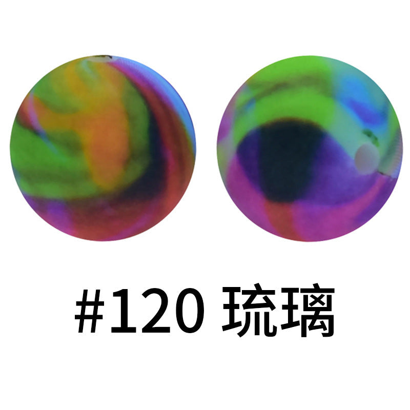 16mm Print Silicone Beads Colorful Silicone Water Transfer Beads-50PCS