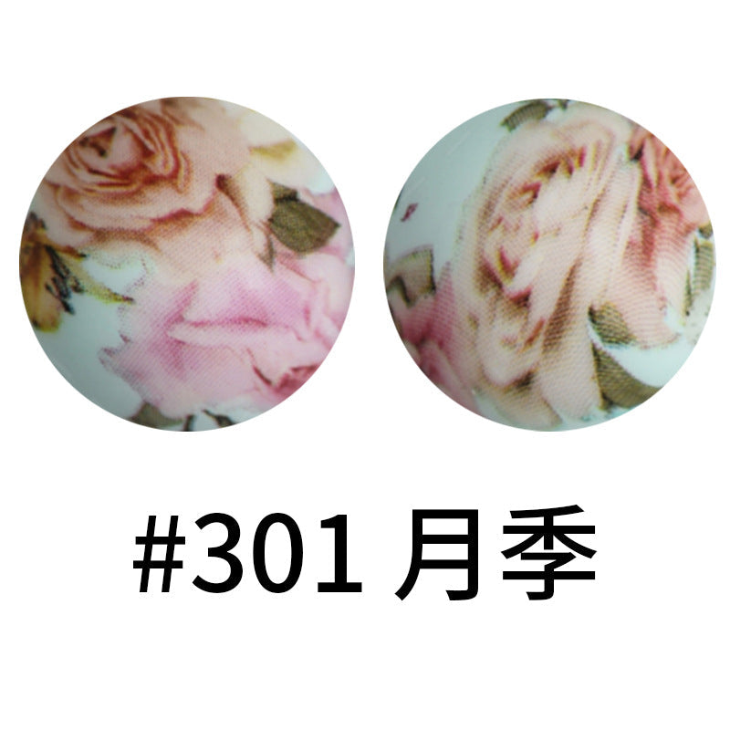 16mm Print Silicone Beads Colorful Silicone Water Transfer Beads-50PCS