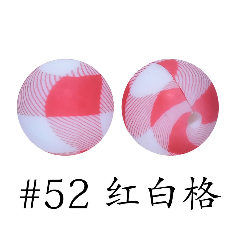 16mm Print Silicone Beads Colorful Silicone Water Transfer Beads-50PCS