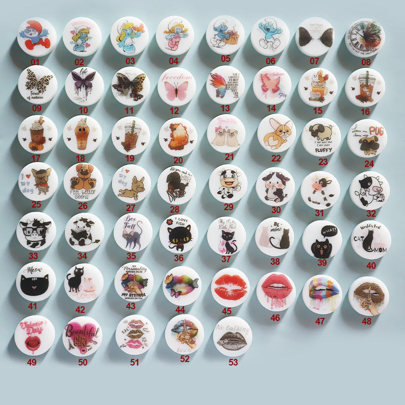 Silicone Round Cartoon Animal Luminous Beads-10PCS
