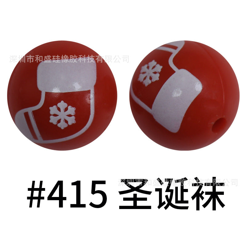 16mm Print Silicone Beads Colorful Silicone Water Transfer Beads-50PCS