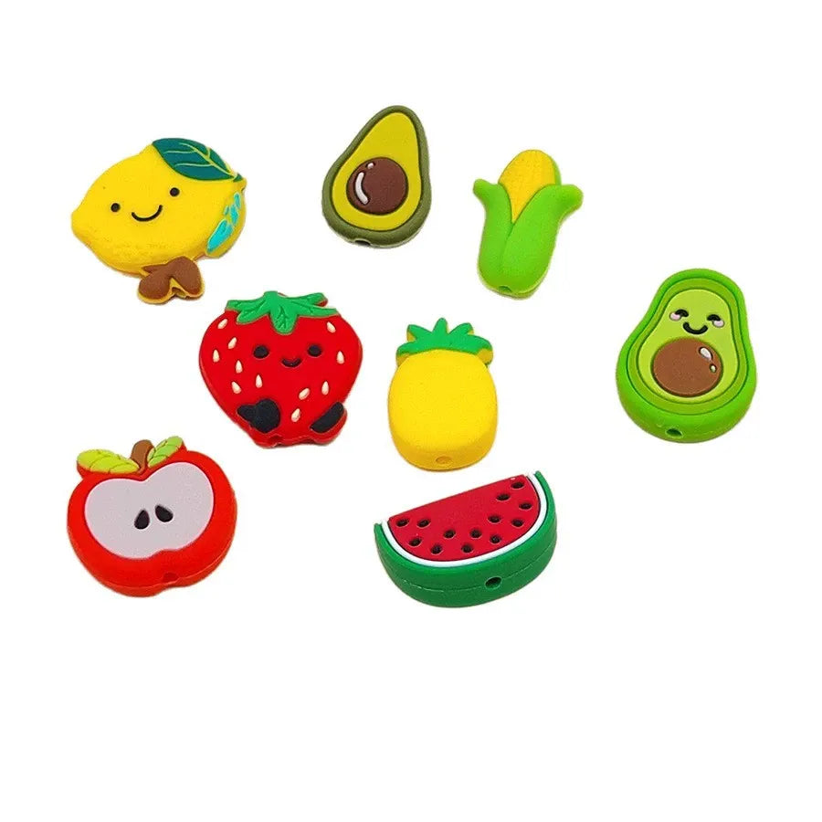 Flatback Fruit Silicone Focal Beads for DIY Keychains Bracelet Pens