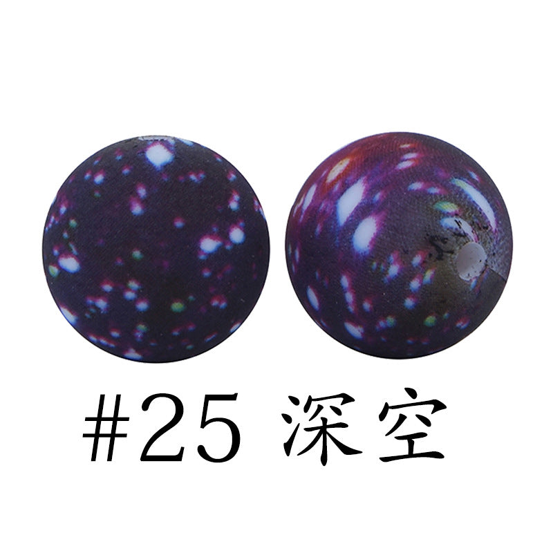 16mm Print Silicone Beads Colorful Silicone Water Transfer Beads-50PCS