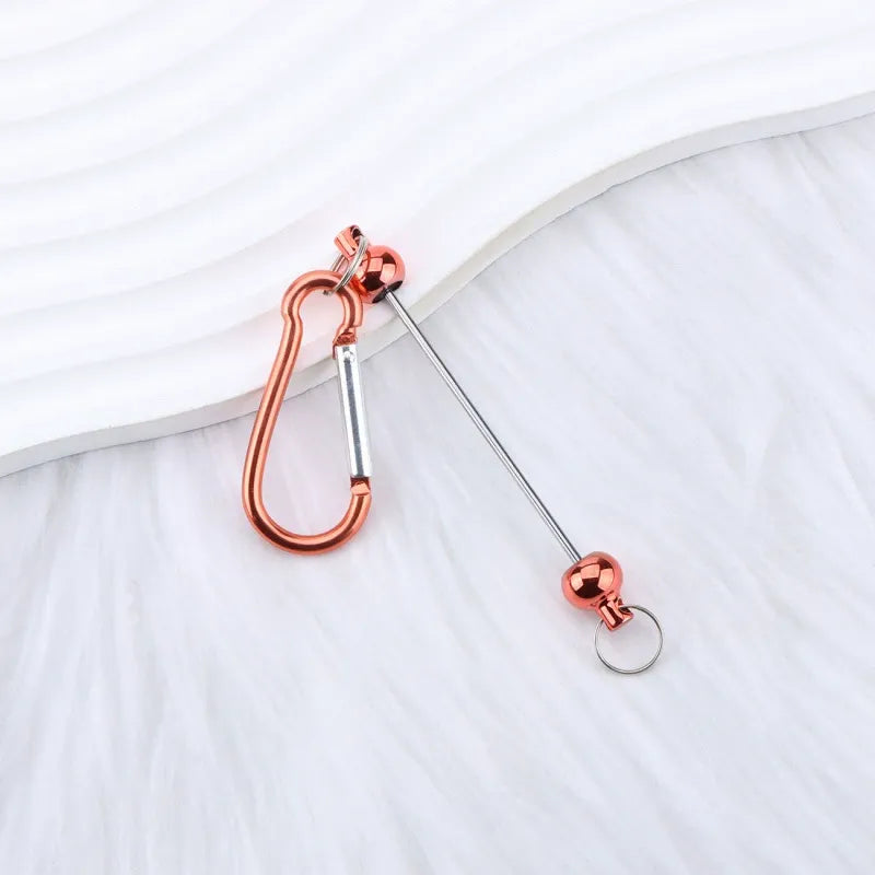 Beadable D Shaped Metal Keychain for DIY