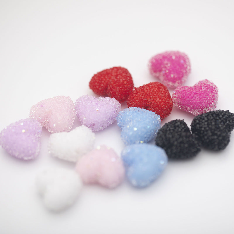 Acrylic Rhinestones, Soft Granulated Sugar Small Heart Beads-10PCS