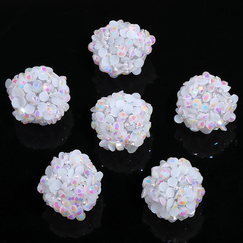 Colored Rhinestone Pearl Through Hole Acrylic Soft Sugar Beads-10PCS