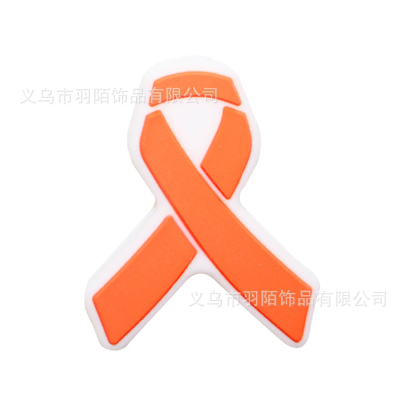 Cartoon Ribbon Publicity Prevention Awareness Warning Badge Silicone Beads-10PCS