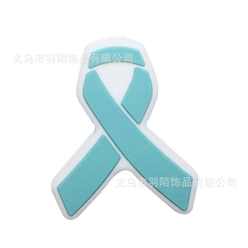 Cartoon Ribbon Publicity Prevention Awareness Warning Badge Silicone Beads-10PCS