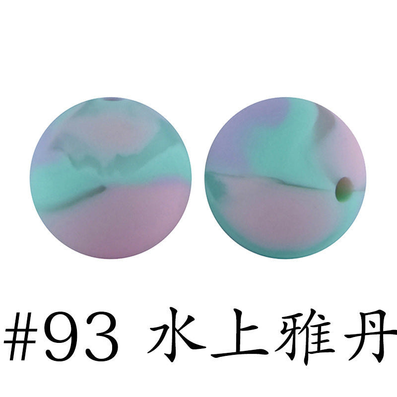 16mm Print Silicone Beads Colorful Silicone Water Transfer Beads-50PCS