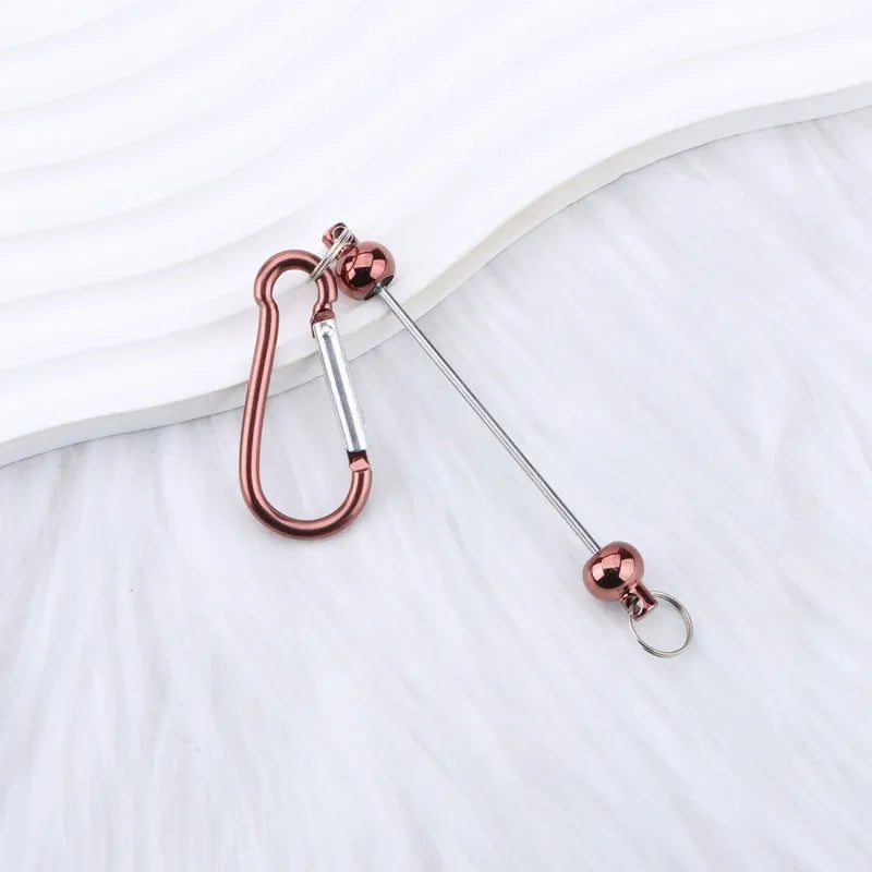 Beadable D Shaped Metal Keychain for DIY